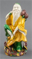 Chinese Sancai Glazed Ceramic Shou Xing Figure