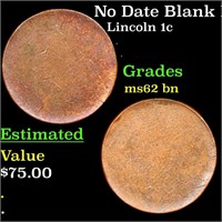 No Date Blank Planchet Lincoln Cent Mint Error 1c