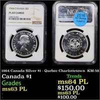 NGC 1964 Canada Silver $1 - Quebec Charlottetown