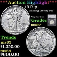 ***Auction Highlight*** 1917-p Walking Liberty Hal