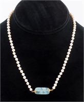 18K Aquamarine Cultured Pearl Necklace