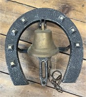 Antique Brass Bell and Lucky Horseshoe Set