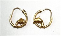 14 KT Gold Small Dolphin Earrings