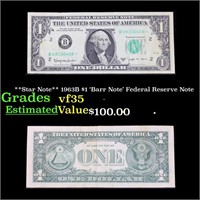 **Star Note** 1963B $1 'Barr Note' Federal Reserve