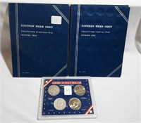 Lincoln #1, #2 Albums w/112 Pieces; Coin Set w/$1