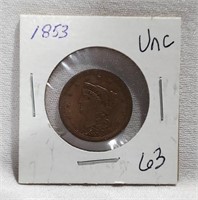 1853 Half Cent Unc.