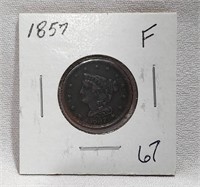 1857 Half Cent F-Porous/Scratches