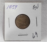 1857 Flying Eagle Cent AU-Corrosion Spots