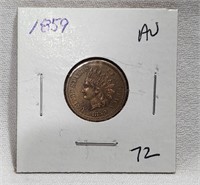 1859 Cent AU-Slightly Porous