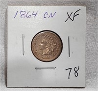 1864 CN Cent XF-Cleaned