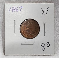 1867 Cent XF-Cleaned