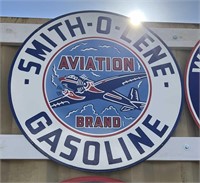 SMITH-O-LENE GASOLINE DOUBLE SIDED PORCELAIN SIGN