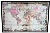 LARGE FRAMED WORLD MAP