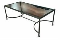 METAL WITH GLASS TOP COFFEE TABLE