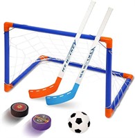 Hockey Goal with Two Hockey Sticks