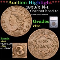***Auction Highlight*** 1823/2 N-1 Coronet Head La