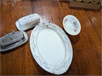 Silver Butter Dish, Other Butter Dish, & Other
