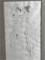 Female Nude Sketch/ Pen & Ink, Unknown Artist