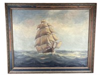 Alexander Nelke, Ship at Sea Painting