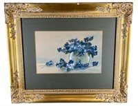 1800's Floral Still Life, Watercolor Under Glass