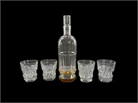 Baccarat Decanter and Glasses, Chip on Glass