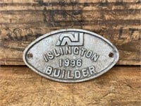 Builders Plate Islington 1996