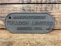 Builders Plate Tulloch Limited Rhodes, NSW