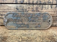 Builders Plate Commonwealth Engineering Granville