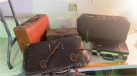 Antique Metal toolbox – leather bag – leather