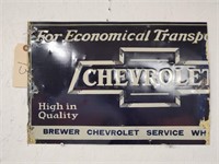Partial "Chevrolet" Single-Sided Embossed Tin Sign