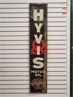 "Hyvis Oil" Single Sided Tin Sign on Wooden Frame