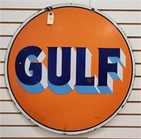 "Gulf" Double-Sided Porcelain Sign
