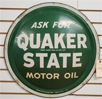 "Quaker State" Single-Sided Domed Metal Sign