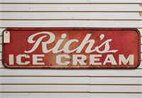 "Rich's Ice Cream" Single-Sided Tin Sign