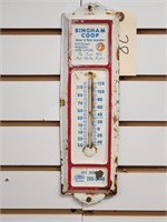 "Bingham Coop" Single-Sided Tin Thermometer