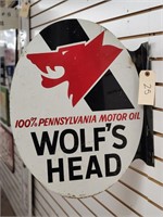 "Wolf's Head" Double-Sided Metal Flange Sign