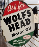 "Wolf's Head" Double-Sided Metal Flange Sign