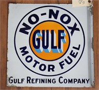"Gulf No-Nox" Double-Sided Porcelain Flange Sign