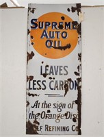 "Supreme Auto Oil" Single-Sided Porcelain Sign