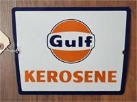 "Gulf Kerosene" Single-Sided Enameled Metal Sign