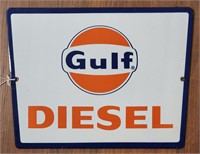 "Gulf Diesel" Single-Sided Enameled Metal Sign