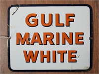"Gulf Marine" Single-Sided Enameled Metal Sign