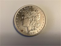 1881 O Morgan Silver Dollar,XF +,Cleaned