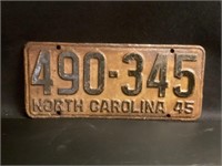 1945 North Carolina License Plate