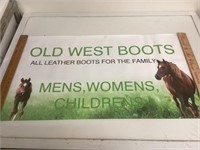 Old West Boots Hanging Advertising Sign,36 by 20