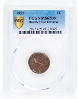 Coin 1955 Double Die Obverse Cent PCGS MS62BN