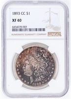 Coin 1893-CC  Morgan Silver Dollar NGC XF40