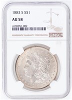 Coin 1883-S  Morgan Silver Dollar NGC AU58