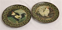 Rooster Wall Plates set of 2 10" Round