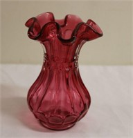 Fenton Cranberry Vase 5" Tall
